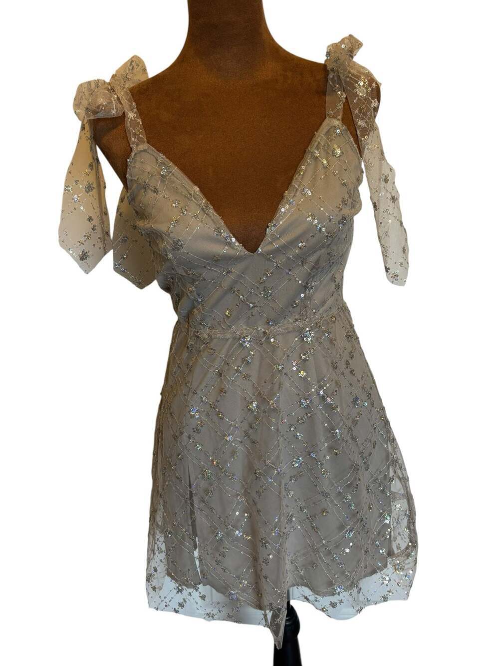 Lucy in the Sky Sequin Embellished Ivory Mini Dress